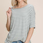 BOMBOM Striped Round Neck T-Shirt at Bella Road