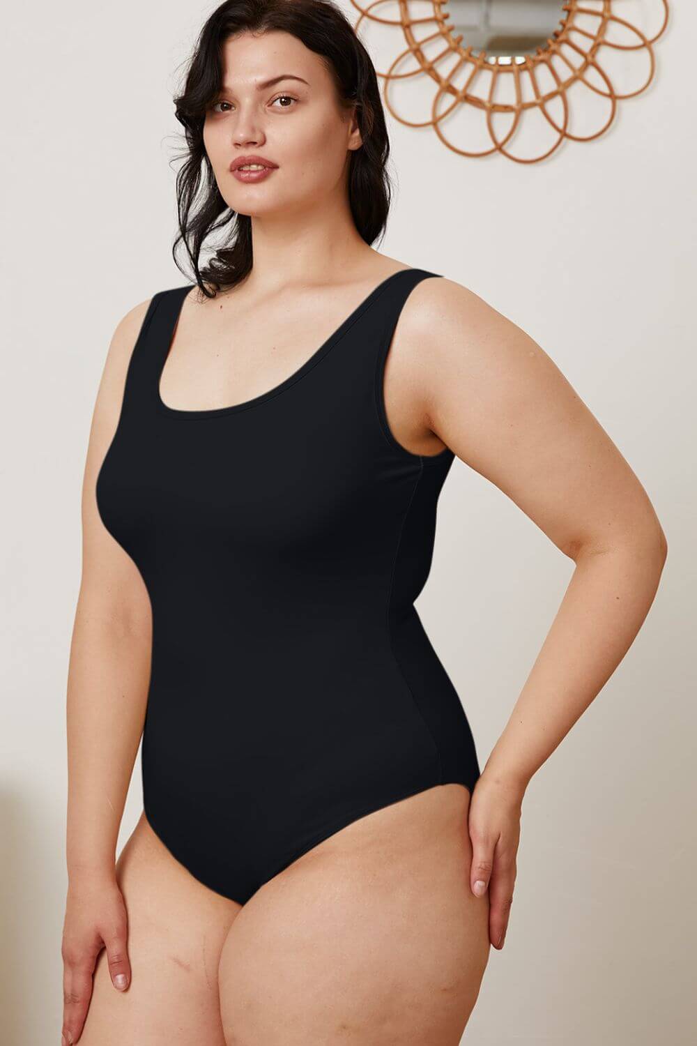 BASIC BAE Full Size Square Neck Sleeveless Bodysuit at Bella Road