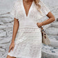 BELLA ROAD Openwork Plunge Short Sleeve Cover-Up Dress at Bella Road