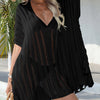 Tassel Half Sleeve Cover-Up - Black