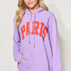 PARIS Long Sleeve Drawstring Hoodie | Full Size - Lavender