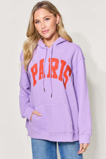 SIMPLY LOVE Full Size PARIS Long Sleeve Drawstring Hoodie at Bella Road