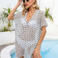 BELLA ROAD Openwork V-Neck Short Sleeve Cover Up at Bella Road