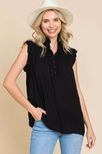 CULTURE CODE Full Size Frill Edge Smocked Sleeveless Top at Bella Road