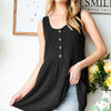 Sleeveless Ribbed Babydoll Top | Full Size - Black