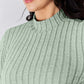 Ribbed Mock Neck Long Sleeve T-Shirt