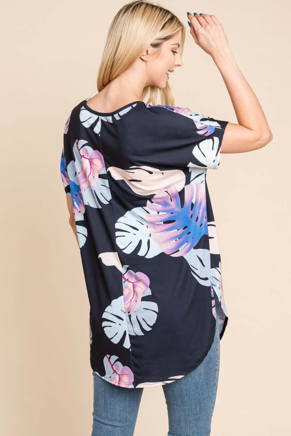 BOMBOM Printed Round Neck Short Sleeve T-Shirt at Bella Road