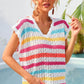 BELLA ROAD Striped V-Neck Slit Cover Up at Bella Road