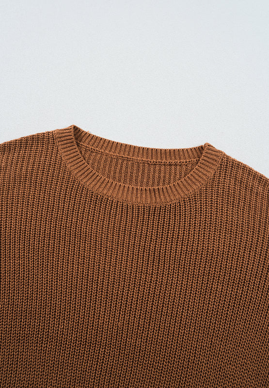 Bella Road Pearl Detail Round Neck Sweater with Classic Knit Design