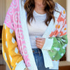 Color Block Open Front Long Sleeve Cardigan - Floral