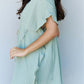 Out Of Time Full Size Ruffle Hem Dress with Drawstring Waistband in Light Sage