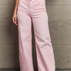 RISEN Raelene High Waist Wide Leg Jeans in Light Pink - Blush Pink