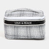 Love & Peace Striped Handle Bag - White