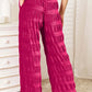 DOUBLE TAKE Full Size High Waist Tiered Shirring Velvet Wide Leg Pants at Bella Road