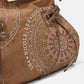 Nicole Lee USA brown hobo bag with side braided tassel, inlaid rhinestone embroidery, and intricate design details.