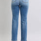 Back view of Judy Blue vintage wash thermal straight jeans showcasing classic style and functional pockets.