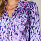 DOUBLE TAKE Full Size Printed Ruffle Trim Balloon Sleeve Shirt at Bella Road