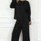 DOUBLE TAKE Full Size Textured Long Sleeve Top and Drawstring Pants Set at Bella Road