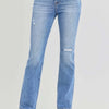 RISEN Full Size Distressed High-Rise Ankle Straight Jeans - Medium