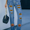 Pumpkin Distressed Straight Jeans - Medium