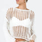 BELLA ROAD Openwork Boat Neck Long Sleeve Cover Up at Bella Road