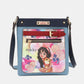 Nicole Lee USA Nikky Crossbody Bag with colorful front print, floral patterns, and a front zipper pocket.