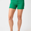 Judy Blue Tummy Control Garment Dyed Denim Shorts | Full Size - KELLY GREEN