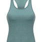 Millennia Round Neck Racerback Active Tank in teal, featuring a stylish ribbed texture for ultimate comfort during workouts.