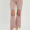 RISEN Distressed Ankle Bootcut Jeans - Mauve