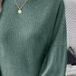 Bella Road Ribbed Round Neck Lantern Sleeve T-Shirt in green worn by model with necklace