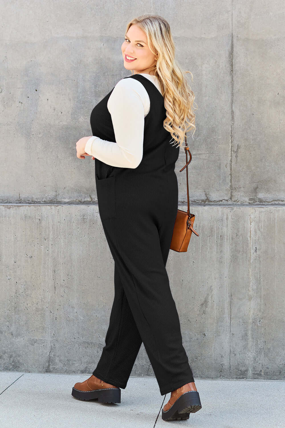 DOUBLE TAKE Full Size Sleeveless Straight Jumpsuit at Bella Road