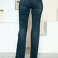 Back view of Judy Blue straight jeans with stylish button fly and distressed hem, perfect for trendy casual wear.