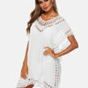 Cutout V-Neck Short Sleeve Cover-Up - White