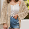 Openwork Open Front Dropped Shoulder Cardigan - Dust Storm