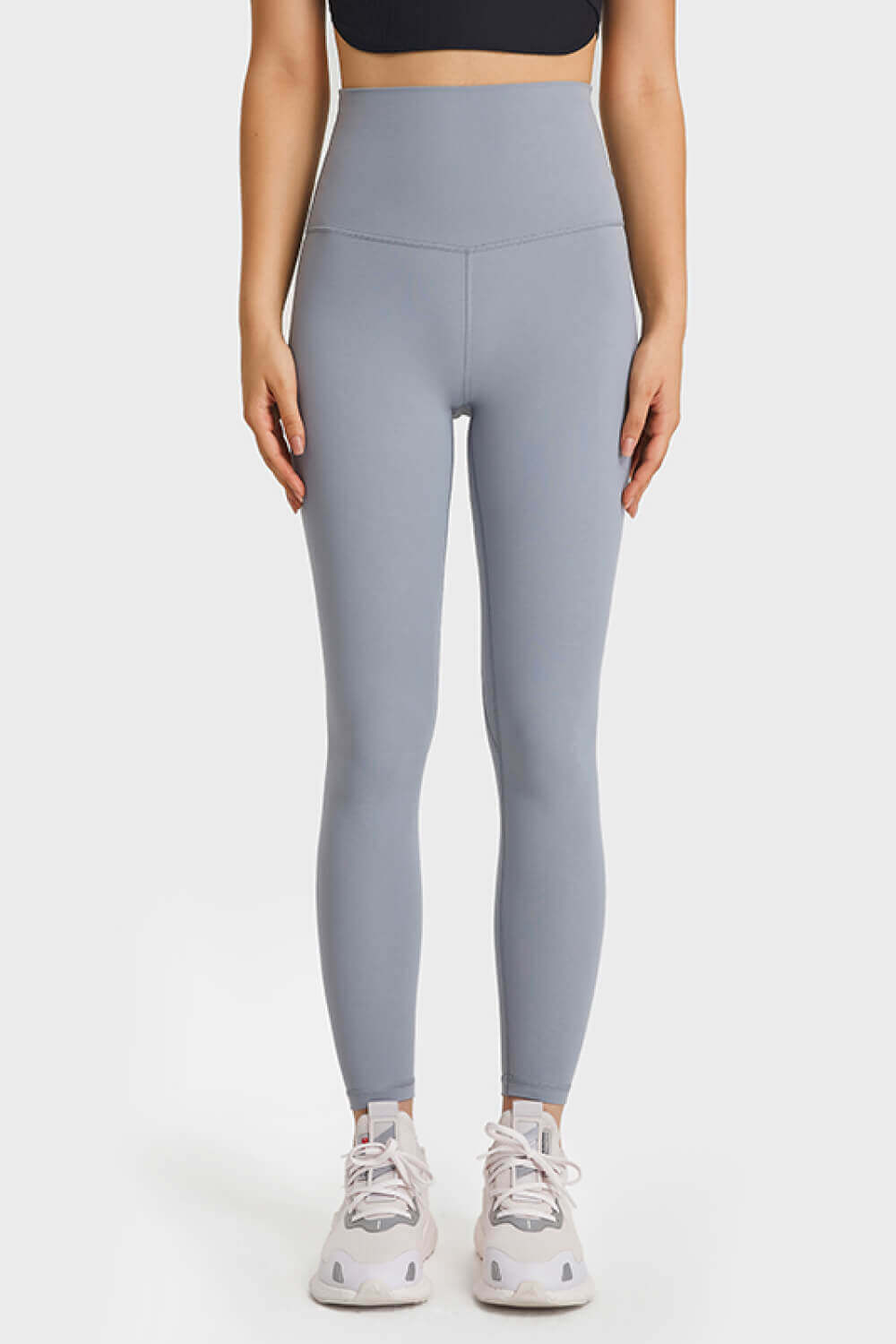 Millennia Ultra Soft High Waist Leggings in light grey, perfect for yoga, athleisure, and casual wear. Highly stretchy and comfortable.