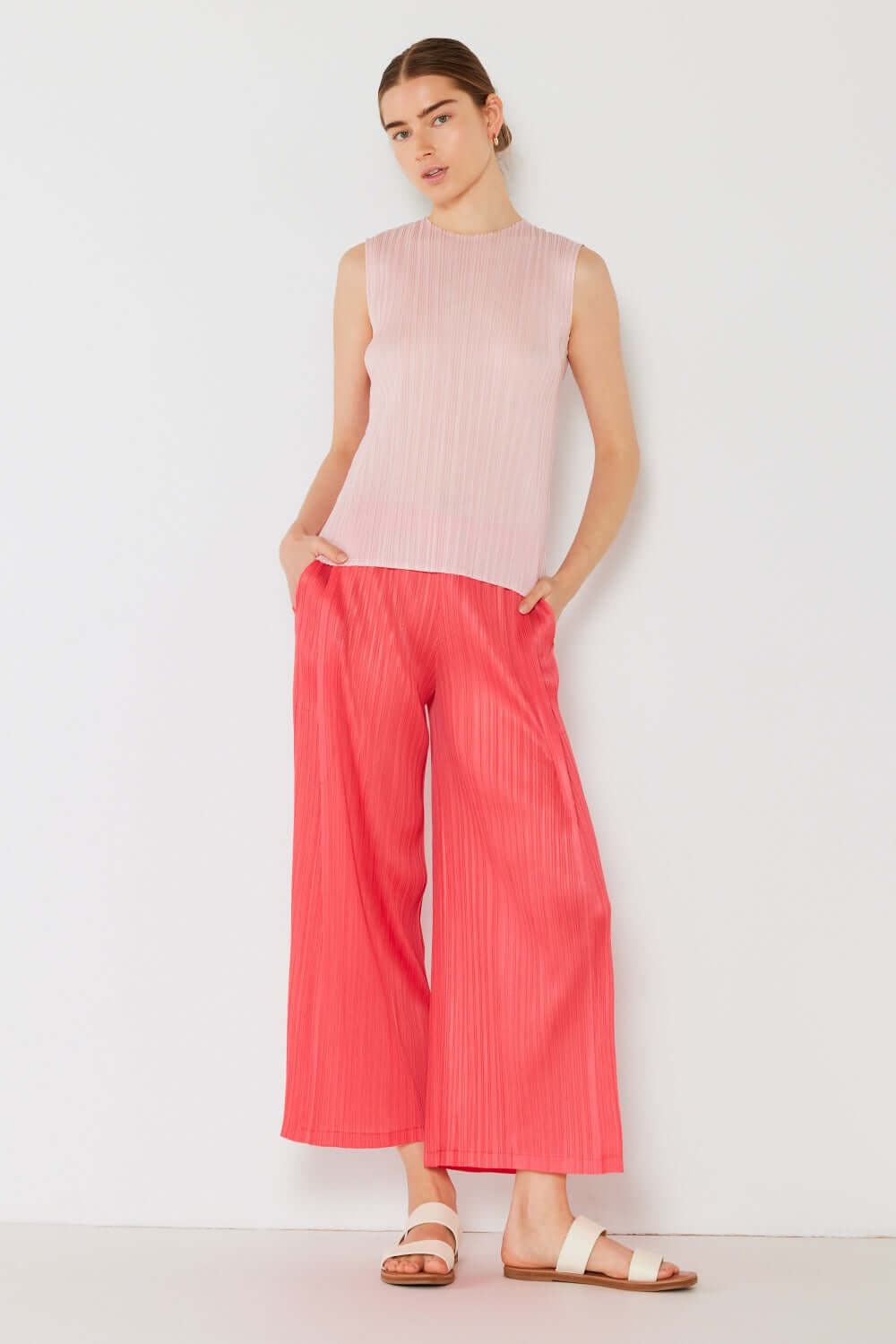 MARINA WEST SWIM Pleated Wide-Leg Pants with Side Pleat Detail at Bella Road