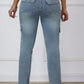 Back view of Bella Road Skinny Jeans with cargo pockets, showcasing a stylish and fitted design in light wash denim.