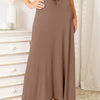 Soft Rayon Drawstring Waist Maxi Skirt Rayon | Full Size - Taupe