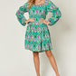 DOUBLE TAKE Full Size Printed Long Sleeve Dress at Bella Road