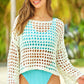 BELLA ROAD Openwork Boat Neck Long Sleeve Cover-Up at Bella Road