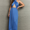 Know Your Worth Criss Cross Halter Neck Maxi Dress - Cobalt Blue