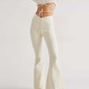 Asymmetric Waist Flare Jeans - Cream