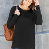 Round Neck Dropped Shoulder T-Shirt - Black