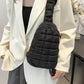 Stylish black quilted nylon crossbody bag from Bella Road, perfect for adding a trendy touch to any outfit.