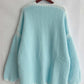 Tiffany Blue Double Take Contrast Cardigan with Open Front and Dropped Shoulders for a Chic Look