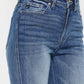 Close-up of Cat's Whiskers High Waist Flare Jeans with pocketed design, showcasing high-waist and trendy denim details