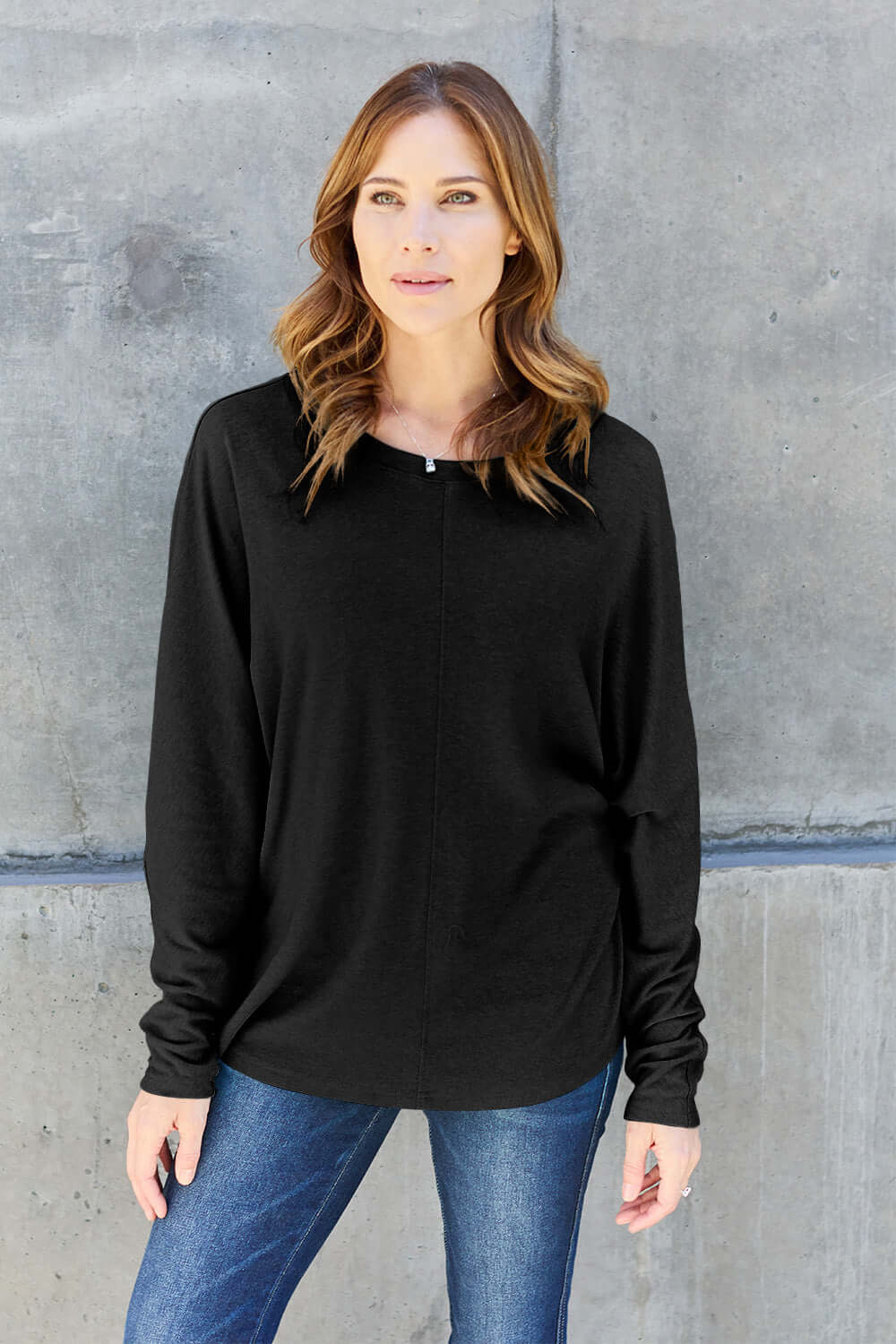 DOUBLE TAKE Full Size Round Neck Long Sleeve T-Shirt at Bella Road