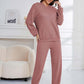 Bella Road dropped shoulder hoodie and pants set in dusty pink, cozy and stylish loungewear with pockets.