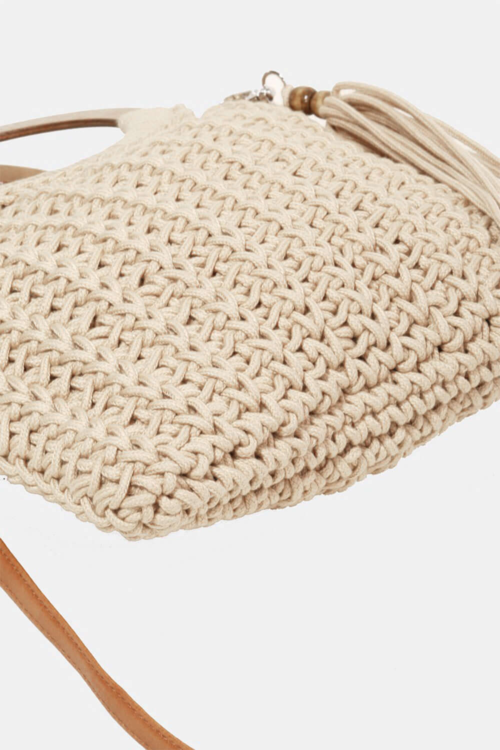 FAME Crochet Knit Convertible Tote Bag with Tassel at Bella Road