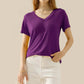 NINEXIS Full Size V-Neck Short Sleeve T-Shirt at Bella Road